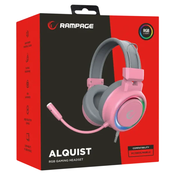 Rampage SN-R10 ALQUIST RGB Pink Gaming slušalice s mikrofonom roze