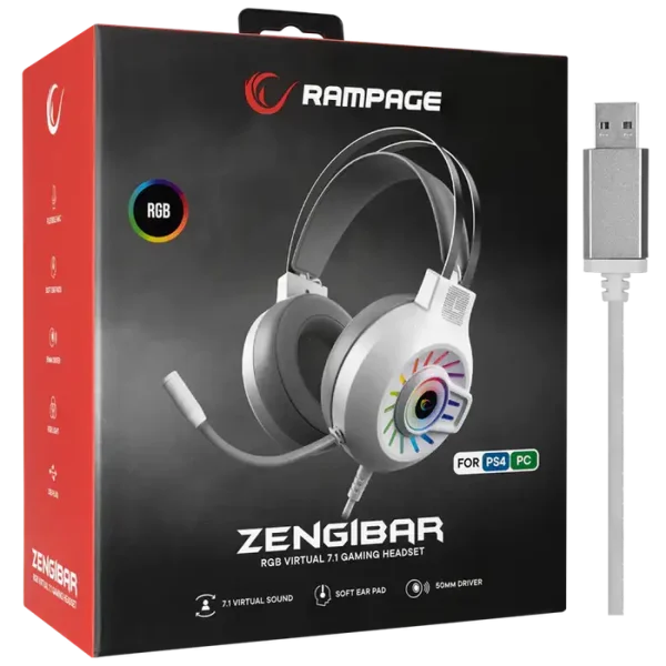 Rampage RM-K44 Zengibar Gaming slušalice sa mikrofonom bijele