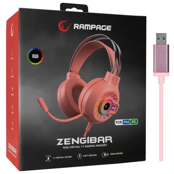 Rampage RM-K44 Zengibar Gaming slušalice sa mikrofonom roze